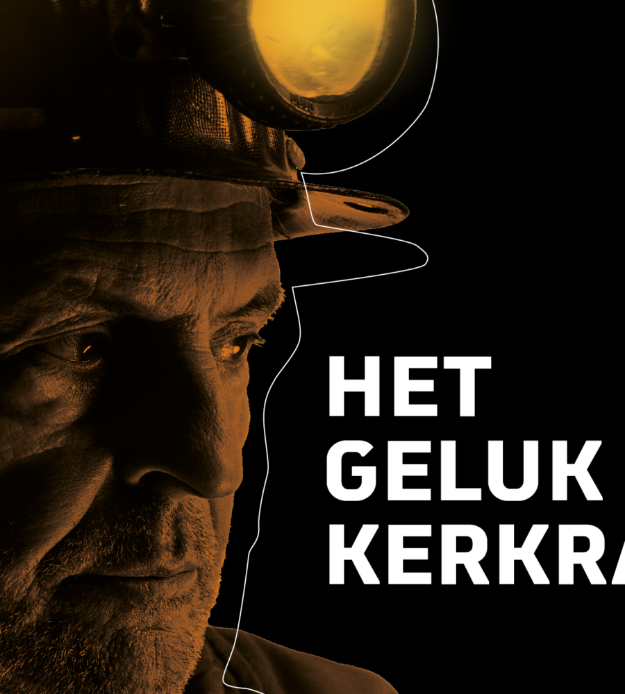 Banner met de Viering 50 jaar mijnsluiting met Huub Stapel