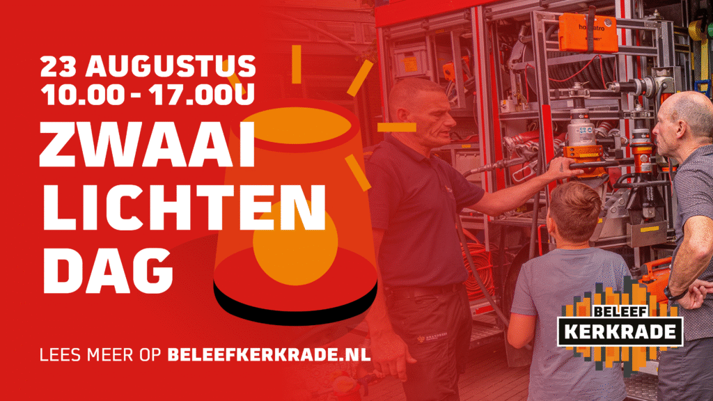 Zaterdag 23 augustus 2025 staat van 10.00 tot 17.00 uur in Kerkrade de Zwaailichtendag weer op het programma! Of je nu in het Stadpark bent of op de Markt: de loeiende sirenes van onze  hulpdiensten kom je overal tegen.