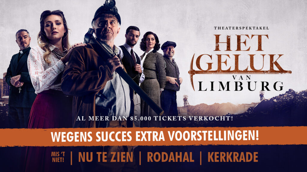 De speelperiode van Het Geluk van Limburg in de Rodahal in Kerkrade wordt met drie weken verlengd tot en met 7 december 2025. De belangstelling voor het theaterspektakel over de opkomst en ondergang van de mijnindustrie in Zuid-Limburg is overweldigend. Er zijn inmiddels 85.000 kaarten verkocht. De kaartverkoop voor de extra voorstellingen gaat vandaag van start.