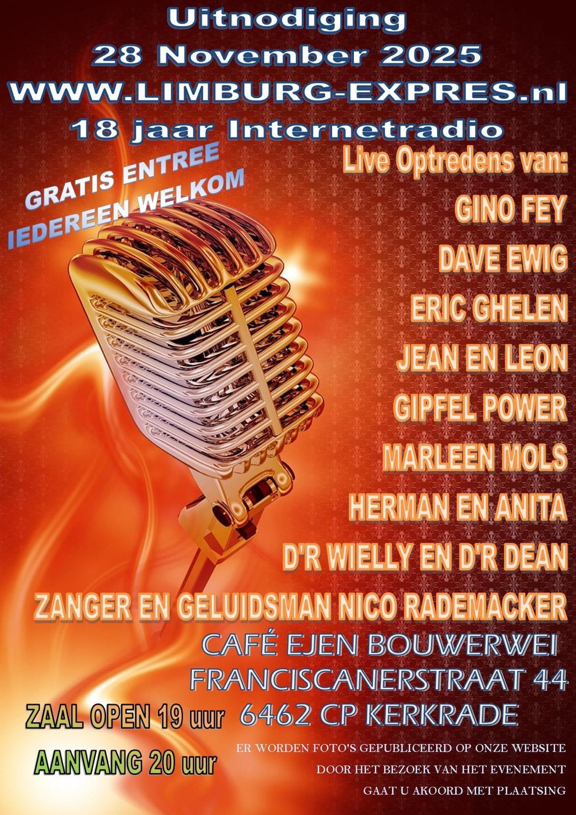 internet radio uitnodiging 18 jaar op 28 november 2025